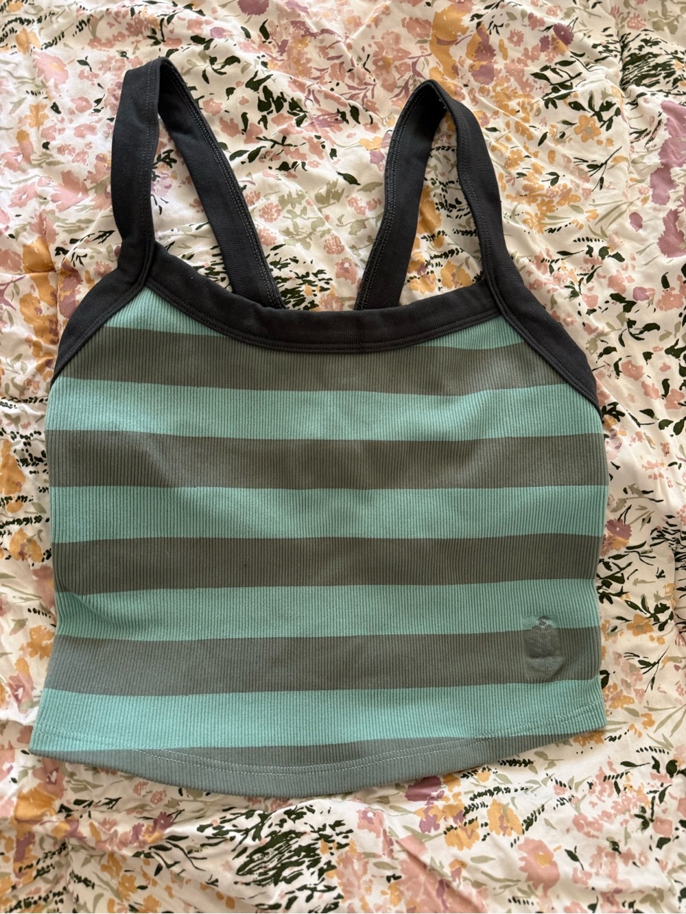 Free people Striped Mint & Gray Ribbed Tank Top - Women